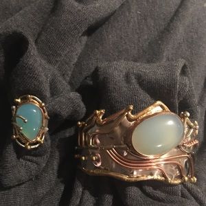 Art Deco cuff bracelet and ring